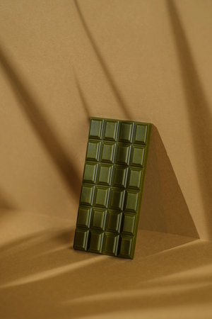 chocolate bar on brown backgroundの写真素材