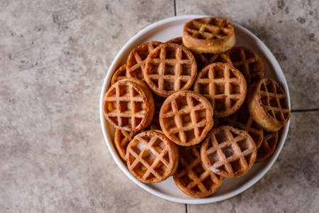 small waffles on a plateの写真素材