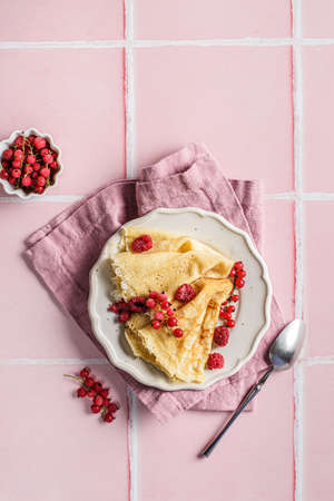 crepes with berriesの写真素材