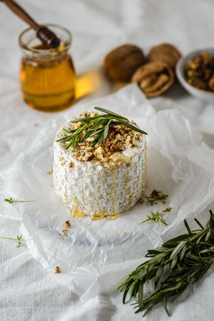 baked brie cheese camembert. step by step recipe. high quality photoの写真素材