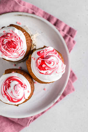 easter cakes with meringue on a light background. high quality photoの写真素材