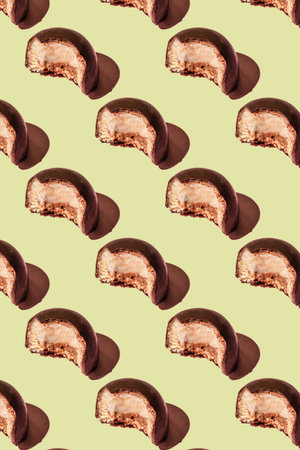 the bitten-off chocolate candy. high quality photoの写真素材