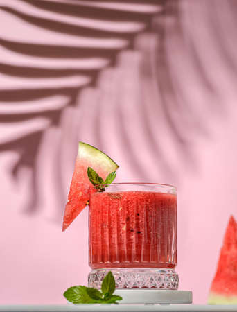 watermelon fresh on a pink background. high quality photoの写真素材