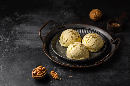 ice cream balls on a dark background