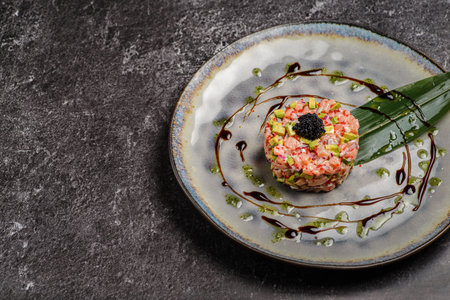 tartare with salmon and avocadoの写真素材