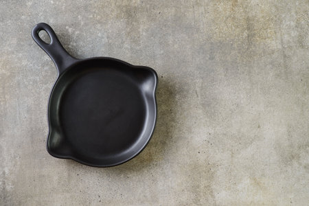 black frying pan for serving. high quality photoの写真素材