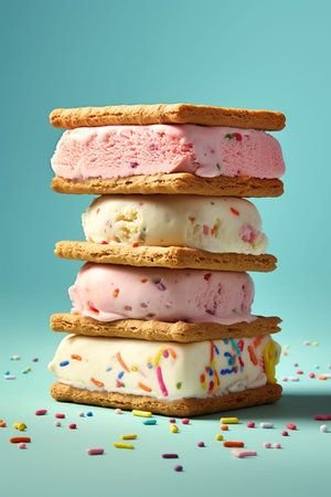ice cream with cookies on a colored background. high quality photo