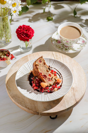 pie with berries on a light background. high quality photoの写真素材