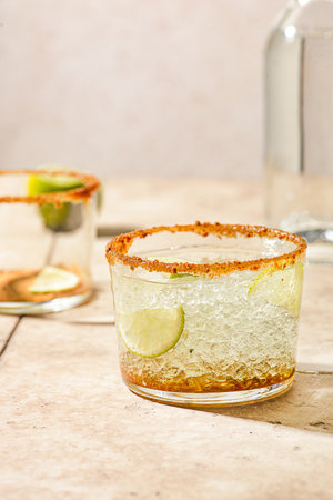cocktail with lime and brown sugar. high quality photoの写真素材