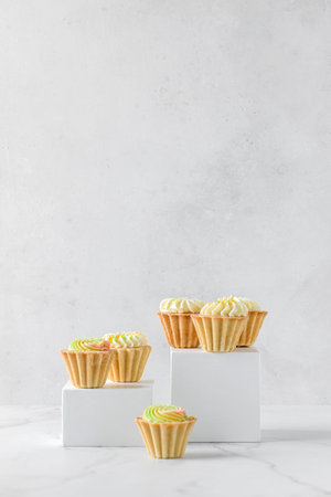 mini cakes in a dough basket. High quality photoの写真素材