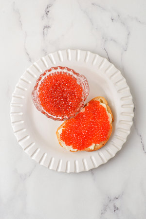 red caviar in the caviar bowl. High quality photoの写真素材