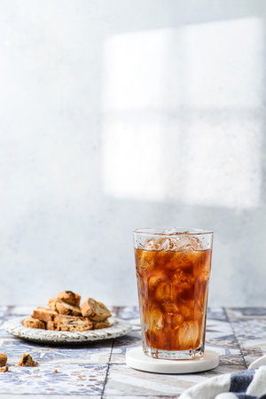 making ice coffee with milk. High quality photoの写真素材