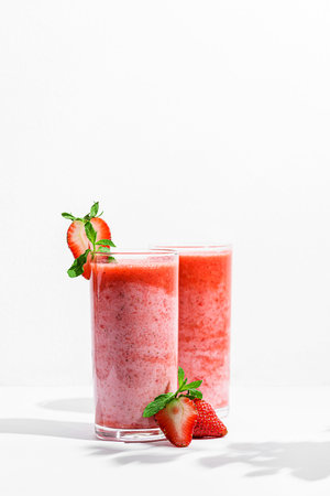 smoothies with strawberries and milk. High quality photoの写真素材
