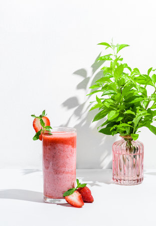 smoothies with strawberries and milk. High quality photoの写真素材