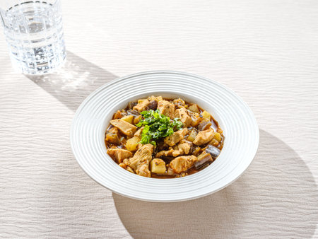 vegetable stew with chicken, sweet potato, eggplant and zucchini. High quality photoの写真素材