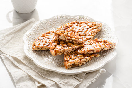kozinaki dessert made of peanuts and molasses. High quality photoの写真素材