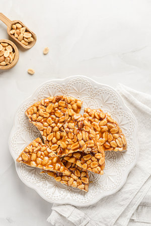 kozinaki dessert made of peanuts and molasses. High quality photoの写真素材