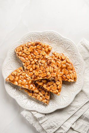 kozinaki dessert made of peanuts and molasses. High quality photoの写真素材
