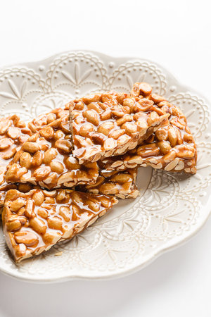 kozinaki dessert made of peanuts and molasses. High quality photoの写真素材