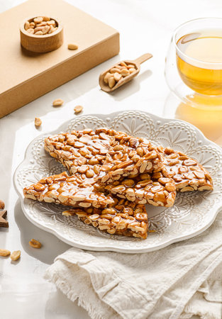kozinaki dessert made of peanuts and molasses. High quality photoの写真素材