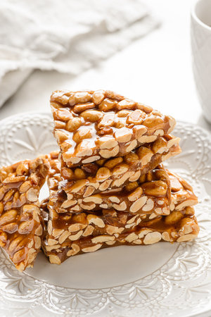 kozinaki dessert made of peanuts and molasses. High quality photoの写真素材