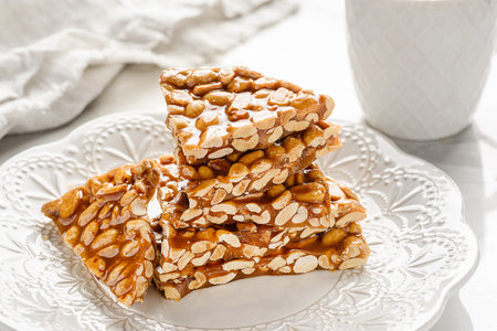 kozinaki dessert made of peanuts and molasses. High quality photoの写真素材