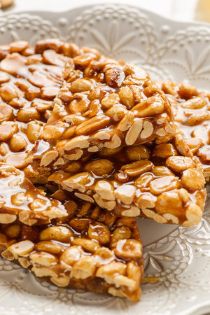kozinaki dessert made of peanuts and molasses. High quality photoの写真素材