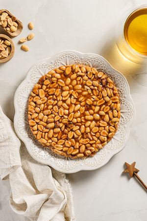 kozinaki dessert made of peanuts and molasses. High quality photoの写真素材