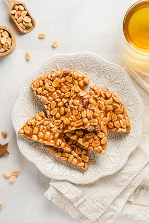 kozinaki dessert made of peanuts and molassesの写真素材