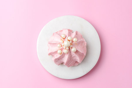 berry marshmallows on a pink background. High quality photoの写真素材