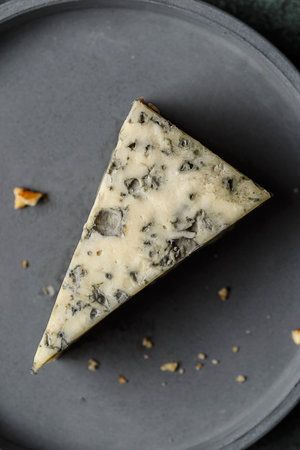 cheese with blue mold on a gray plate. High quality photoの写真素材