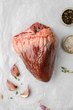 beef heart on a light background. High quality photoの写真素材