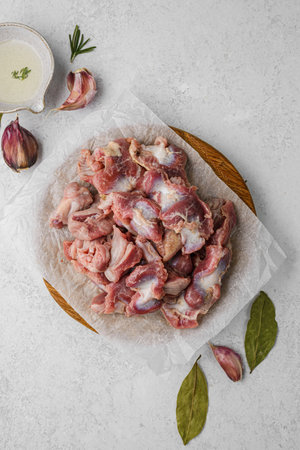 raw chicken hearts. High quality photo