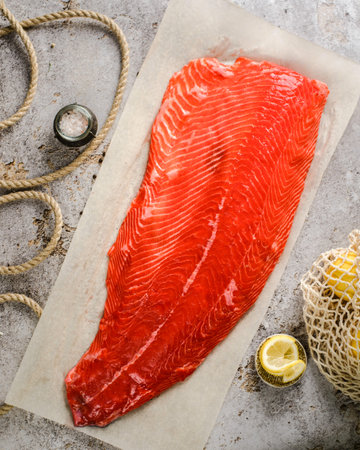 salmon fillet marinated with salt. High quality photo