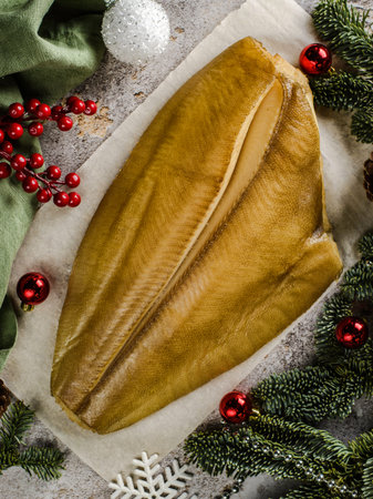 fatty mackerel on the festive table. High quality photo
