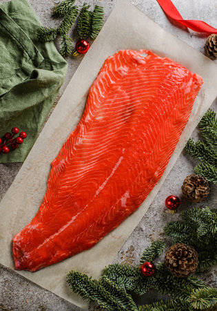 salmon fillet marinated with salt. High quality photo