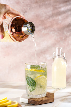lemonade with lemon and mint. High quality photo