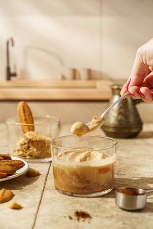 affogato coffee with ice cream and cookies. High quality photoの写真素材