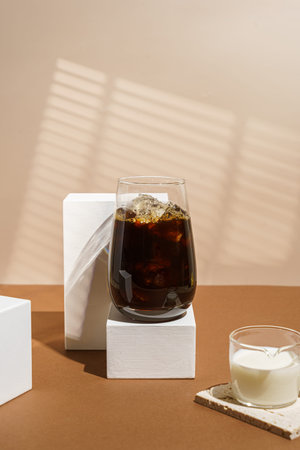 iced coffee with ice and milk. High quality photo