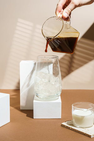 iced coffee with ice and milk. High quality photo