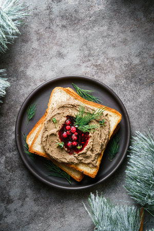 toast with pate and lingonberry jam. High quality photoの写真素材