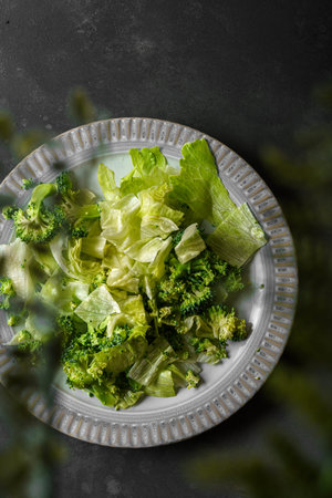 green salad with iceberg and broccoli. High quality photoの写真素材