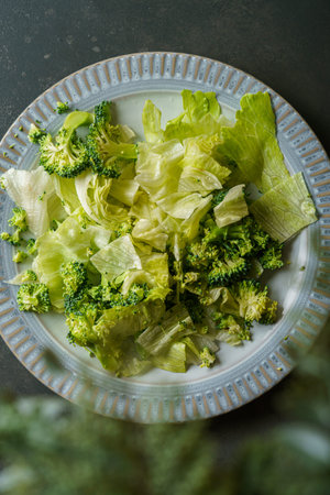 green salad with iceberg and broccoli. High quality photoの写真素材