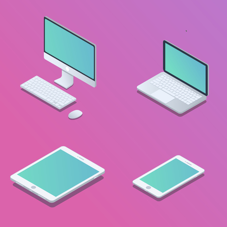 devices isometric setのイラスト素材