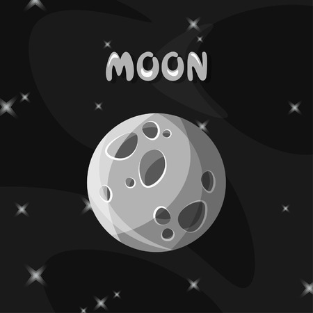 Flat design of a full moon isolated on space background. Vector illustartion.のイラスト素材