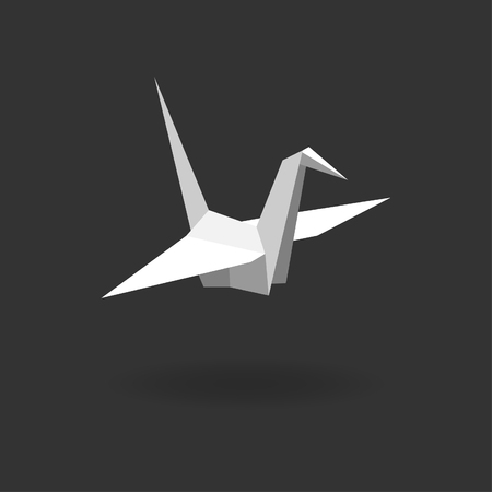 Flat vector paper cranes or origami isolated on dark gray background. Vector illustration.のイラスト素材