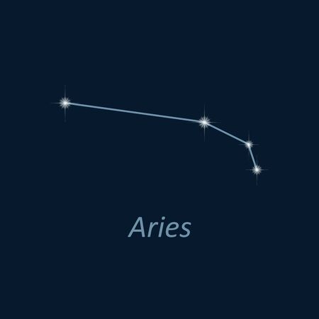 Science astronomy, stars on deep blue background. Vector night sky and zodiac. Aries constellation.のイラスト素材
