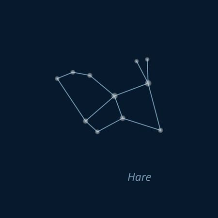 Science astronomy, star chart on deep blue background. Lepus constellation. Vector illustration. Hare.のイラスト素材