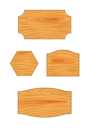 Flat design of wooden road sign. Wood empty signboard, plank and plaque isolated on white background. Vector illustration.のイラスト素材