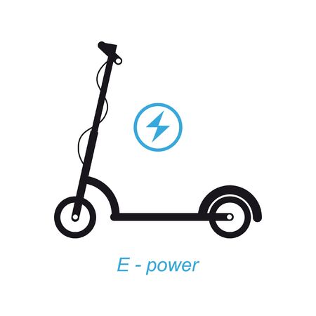Electric scooter black icon. E-bike in a flat style. Vector illustration.のイラスト素材